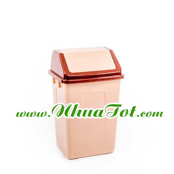 Stainless steel swing-lid trash bin