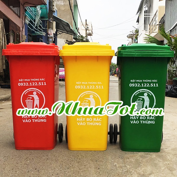HDPE plastic trash bin
