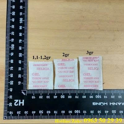 1.1g - 3g silica gel desiccant packets