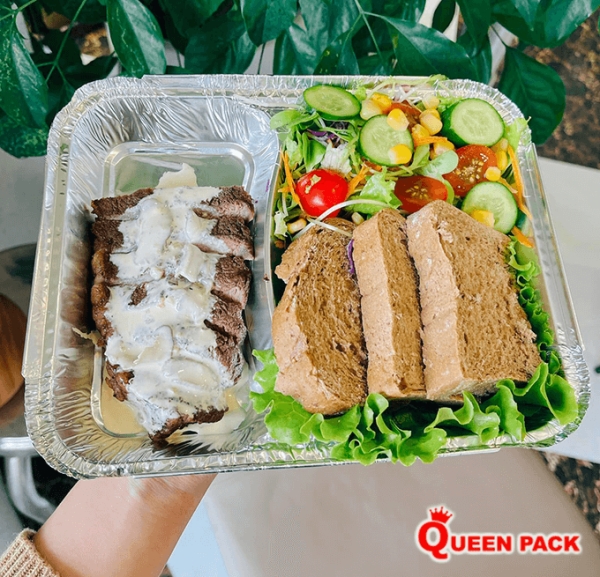 2-Compartment aluminum tray