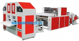 Machine for manufacturing plastic roll bags