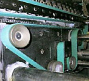 Folding machine belt and stickers