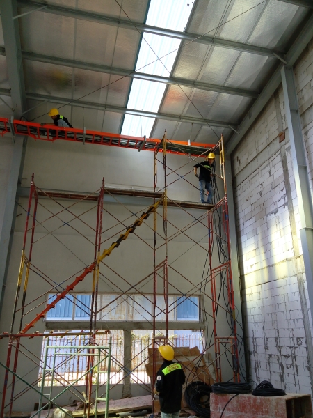 Factory lighting system installation