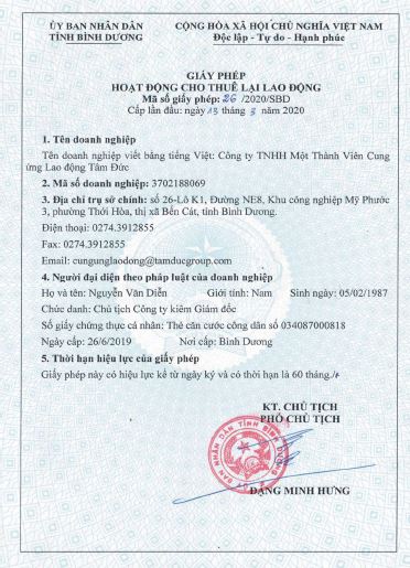 Labor subleasing license