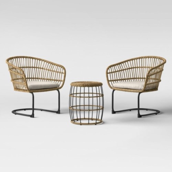 Chat coffee steel with poly rattan wicker