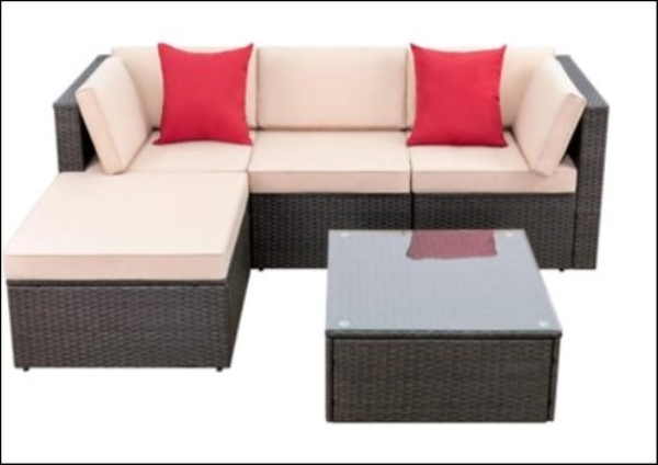 Sofa corner set poly rattan