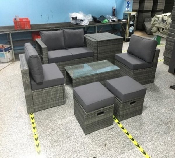 Sofa set 8 pieces poly rattan
