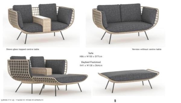 Wicker chaise lounge with metal frame