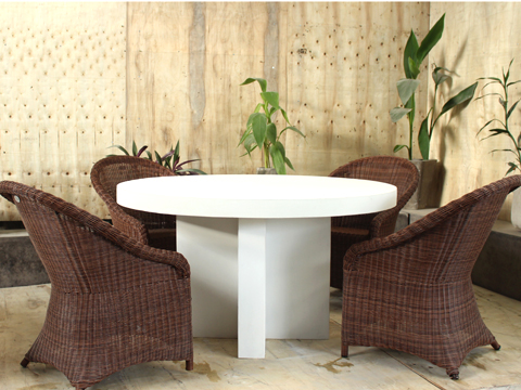 Round white concrete table