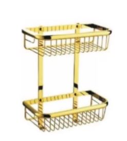 Gold brass 2-layer bathroom rack HM-612G