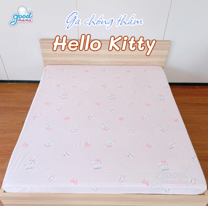 Goodmama Waterproof Fitted Sheet - Hello Kitty Pattern