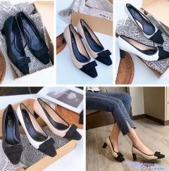 7p square-toe heels with angled heels