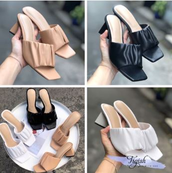 5p square-toe clogs with block heels