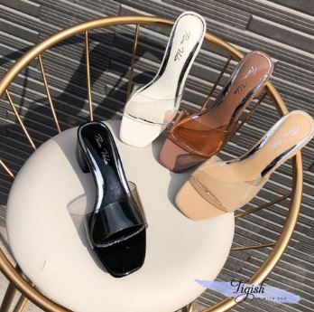 5p square-toe clogs with block heels