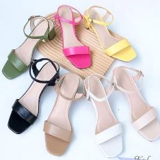 5p square-toe sandals with block heels
