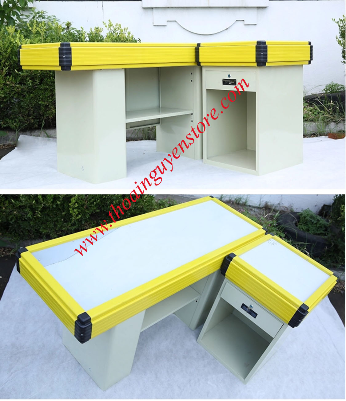 Yellow supermarket counter