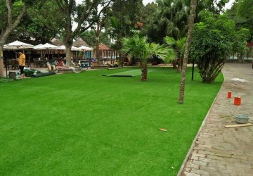 Artificial grass installation for gardens