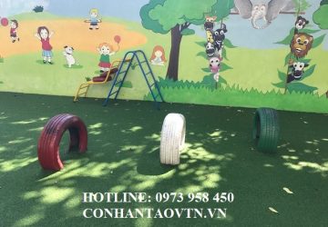 Artificial grass installation for kindergartens