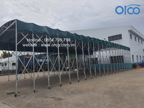 Mobile sliding canopy for goods storage