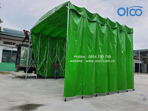Mobile sliding canopy for goods storage