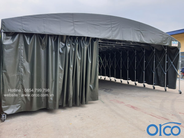 Mobile sliding canopy for goods storage