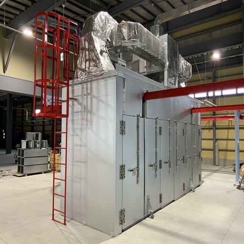 Electrostatic powder coating line