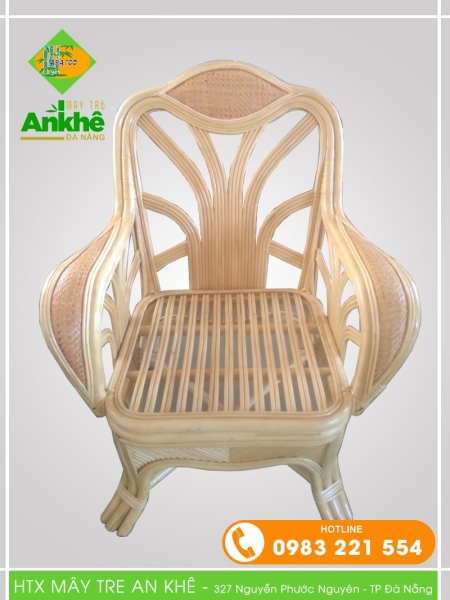Bamboo and rattan table and chair