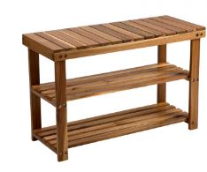 Rectangular acacia wood shoe rack