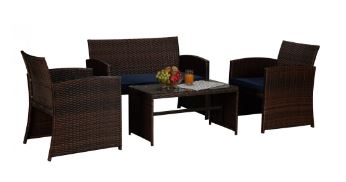 Plastic rattan table set