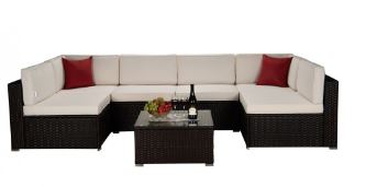 Plastic rattan table set
