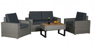Plastic rattan table set