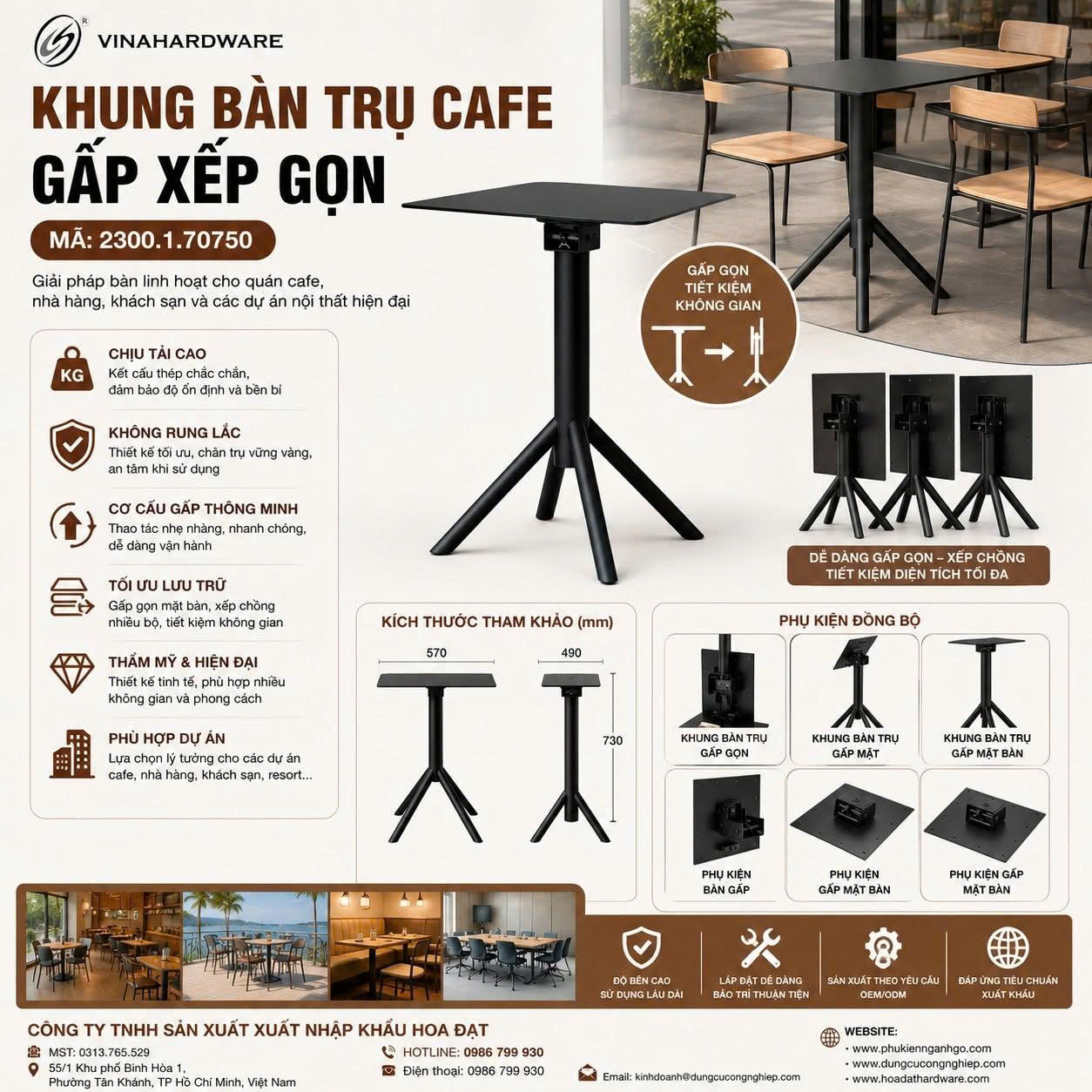 Folding Cafe Pillar Table Frame