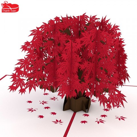 Red maple tree 3D card