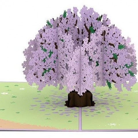 Purple myrtle flower 3D card