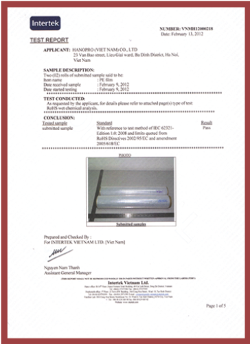 Intertek Certificate