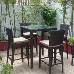 Poly Rattan Bar Table And Chair