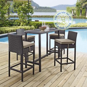 Poly Rattan Bar Table And Chair