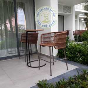 Poly Rattan Bar Table And Chair