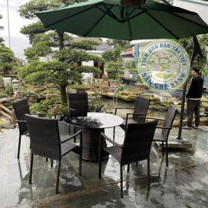 Garden Poly Rattan Table And Chair