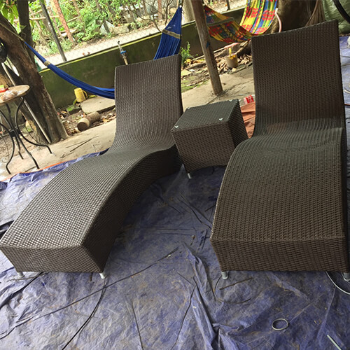 Poly rattan sun lounger