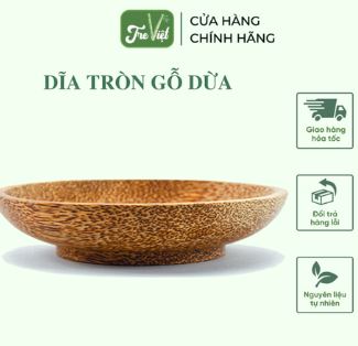 Round coconut wood plate