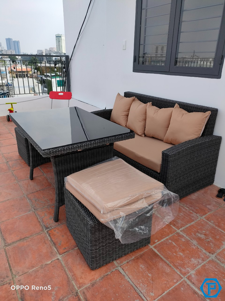 Outdoor poly rattan sofa