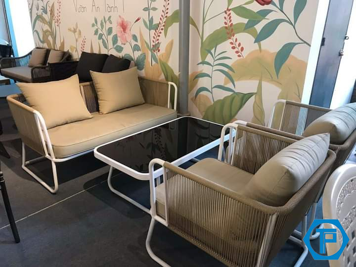 Outdoor poly rattan sofa