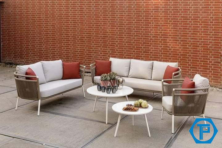 Outdoor poly rattan sofa