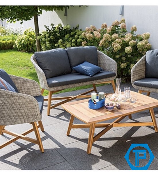 Outdoor sofa table and chair