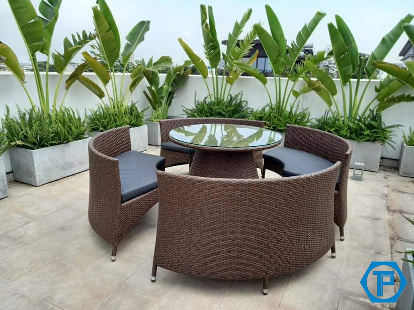 Outdoor poly rattan sofa