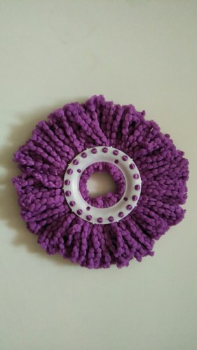 White and purple mop head