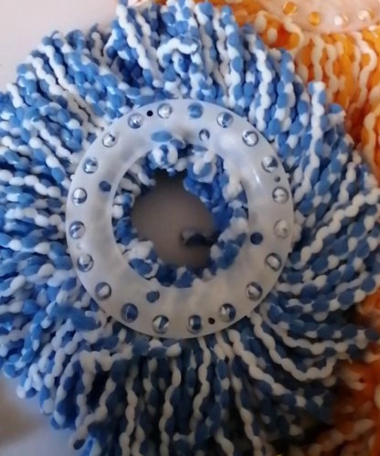 White and blue mop head