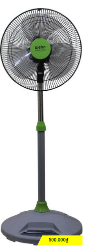 Stainless steel-body standing fan with 3-blade propeller