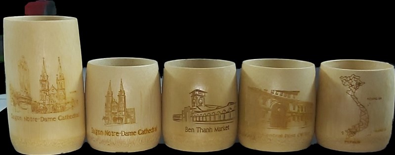 Laser engraved bamboo cup